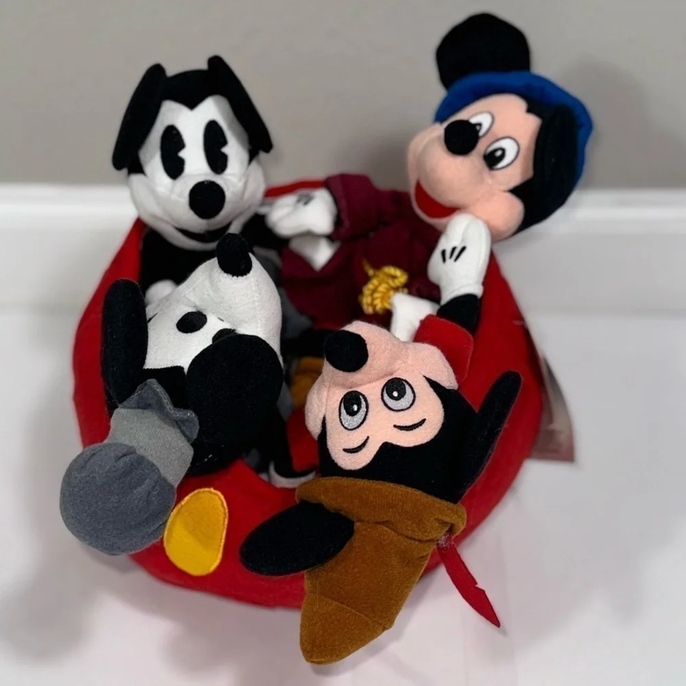 Disney Store Mickey Mouse Plush Bean Bag Set NWT 70th Anniversary